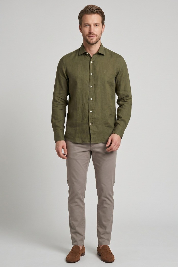 North Sails camicia in lino con logo ricamato 664437 [d832d4bc]
