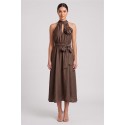 Maidoma abito in misto lino con spilla fiore PE26F527/AB2086 [094b2840]