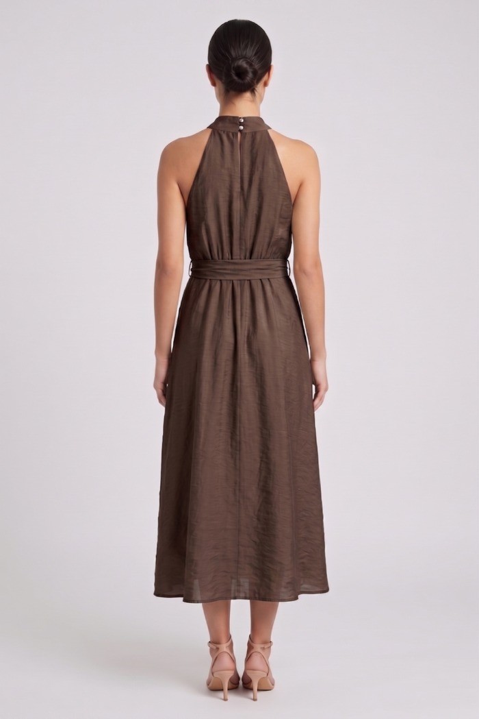 Maidoma abito in misto lino con spilla fiore PE26F527/AB2086 [d06d6b4d]