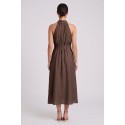 Maidoma abito in misto lino con spilla fiore PE26F527/AB2086 [d06d6b4d]