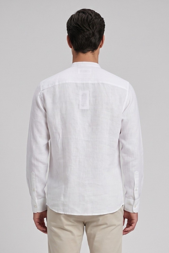 North Sails camicia con collo coreano in lino 664438 [865e0570]