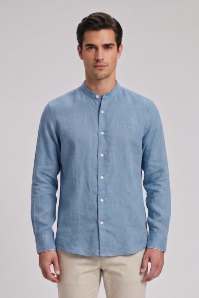 North Sails camicia con collo coreano in lino 664438 [cc348ca8]