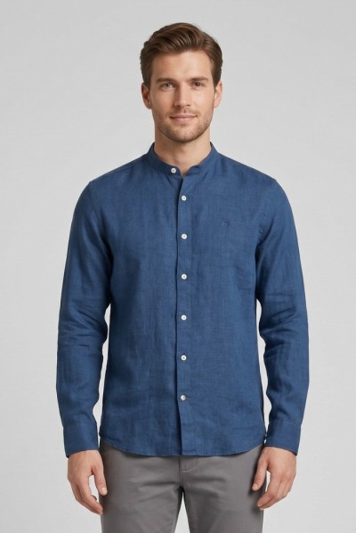 North Sails camicia con collo coreano in lino 664438 — 805219040080113_3