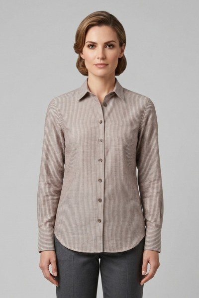 Markup camicia over rigata in misto cotone e lino MW1630010 [6890a5e5]