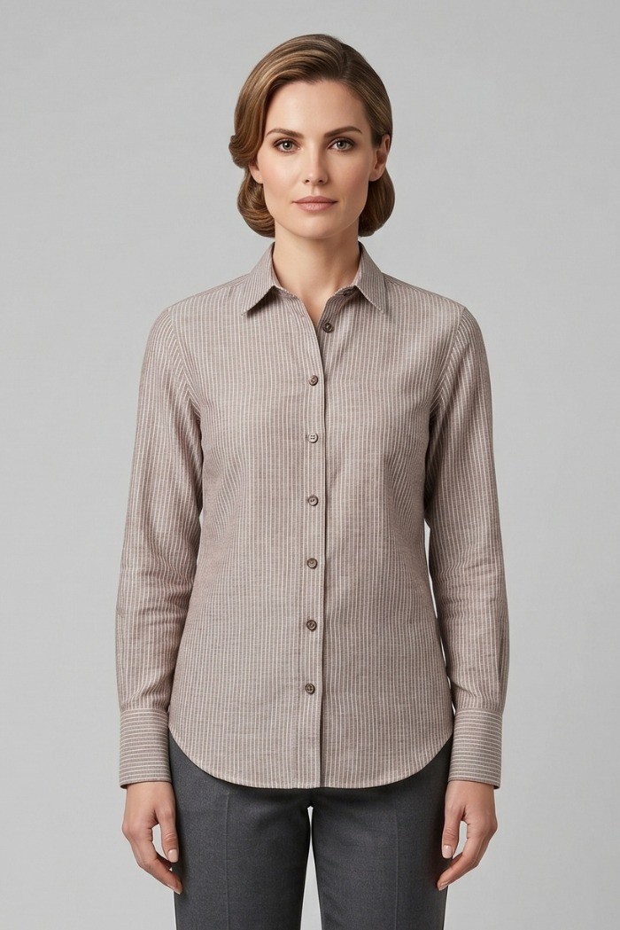 Markup camicia over rigata in misto cotone e lino MW1630010 [6890a5e5]