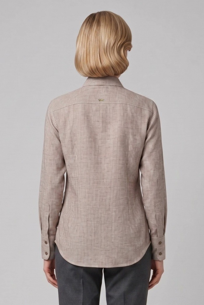 Markup camicia over rigata in misto cotone e lino MW1630010 [b1b6e6e8]