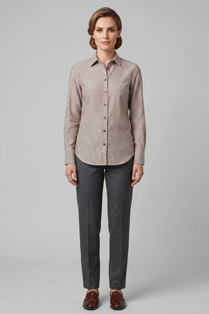 Markup camicia over rigata in misto cotone e lino MW1630010 [06ab27ec]