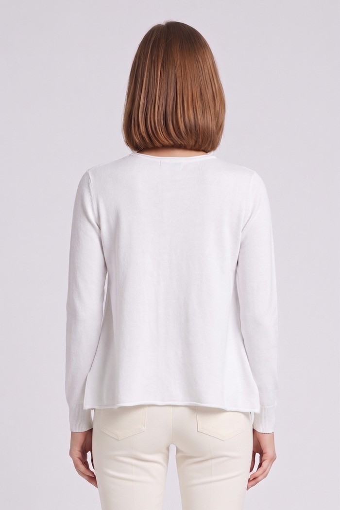 Fresh Flower maglia girocollo con spacchi taglio vivo FD452 [c953b0d3]
