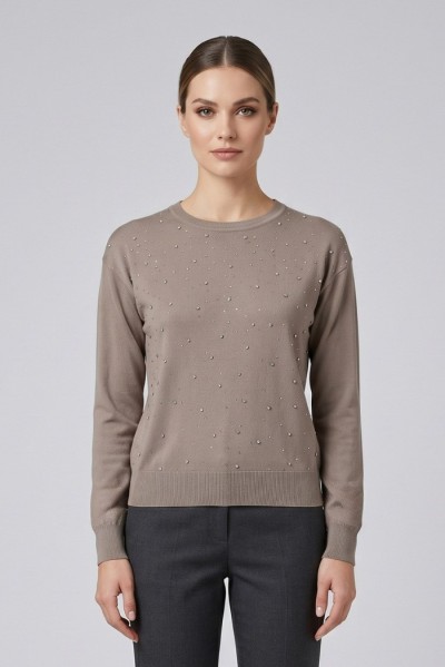 Fresh Flower maglia girocollo in misto viscosa con applicazioni FD468 — 805219040078920_3