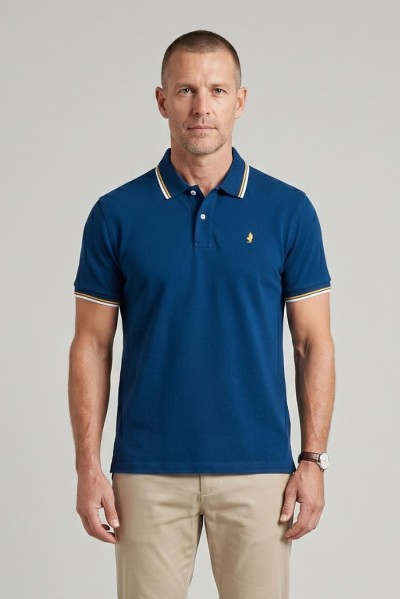 MCS polo in piquet cotone stretch con righe bicolore 14MPS054-02302 — 805219040079398_1