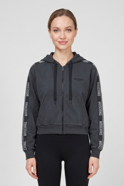 Moschino felpa cappuccio da donna con bande logate v6a1709-4436 — 805219040079798_1