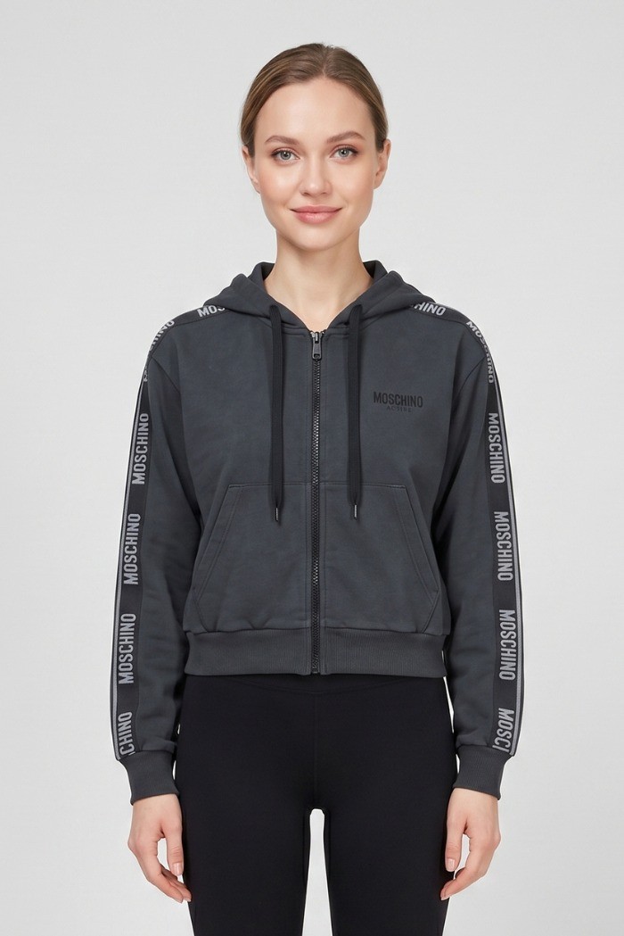 Moschino felpa cappuccio da donna con bande logate v6a1709-4436 [5ac64da7]