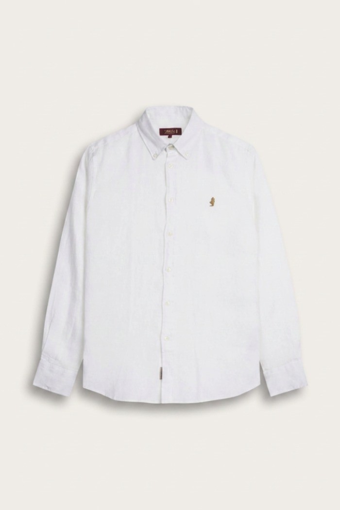 MCS camicia botton down in lino con logo ricamato 14MSH200-02608 [a34538dc]