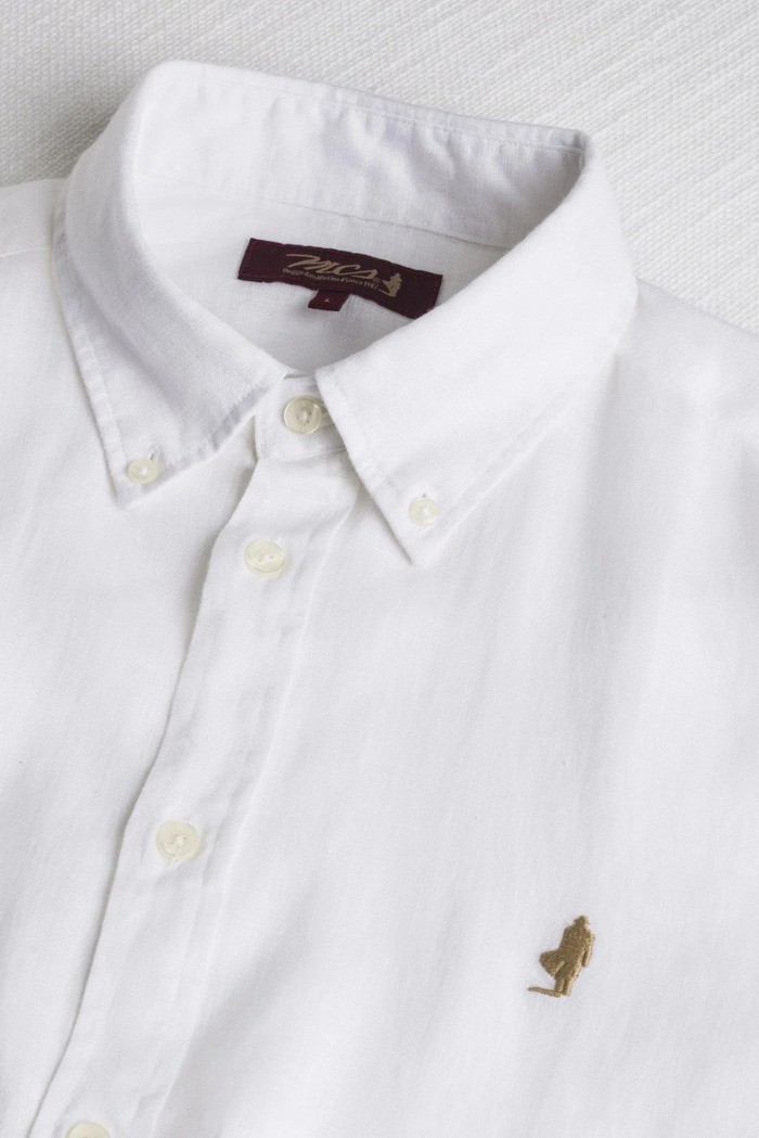 MCS camicia botton down in lino con logo ricamato 14MSH200-02608 [cd7ebad5]