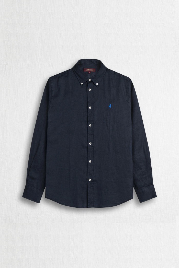 MCS camicia botton down in lino con logo ricamato 14MSH200-02608 [385b82da]