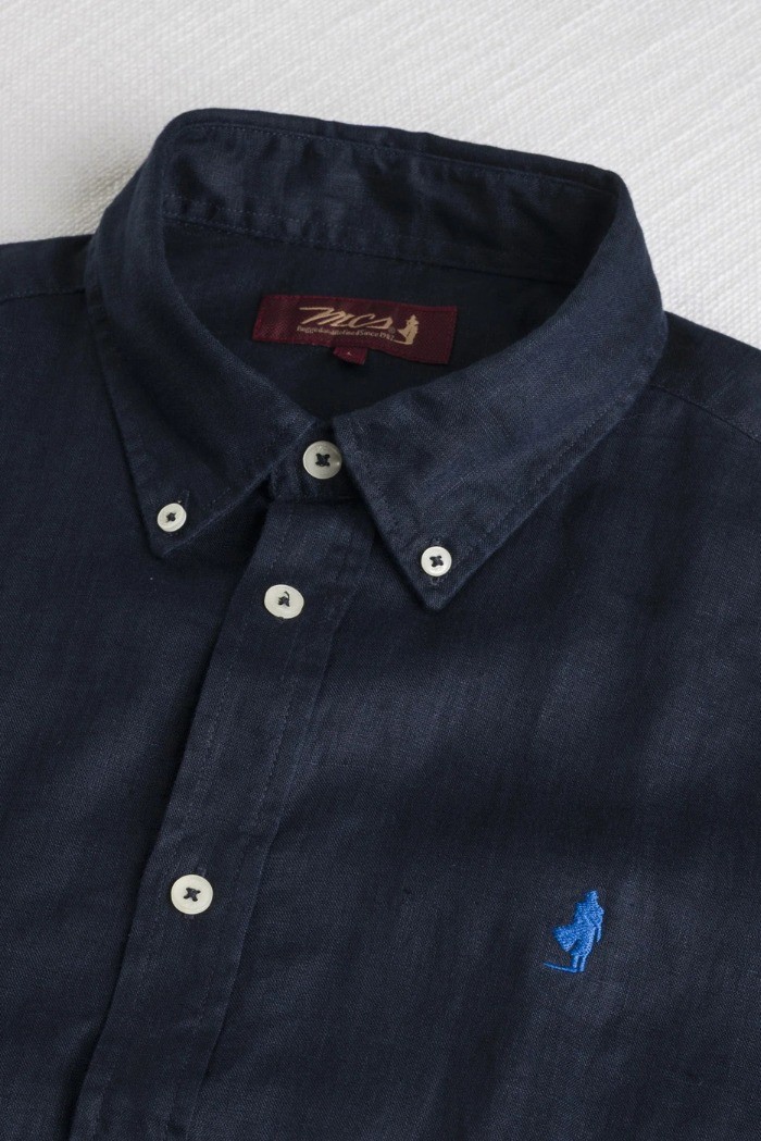 MCS camicia botton down in lino con logo ricamato 14MSH200-02608 [566000d3]