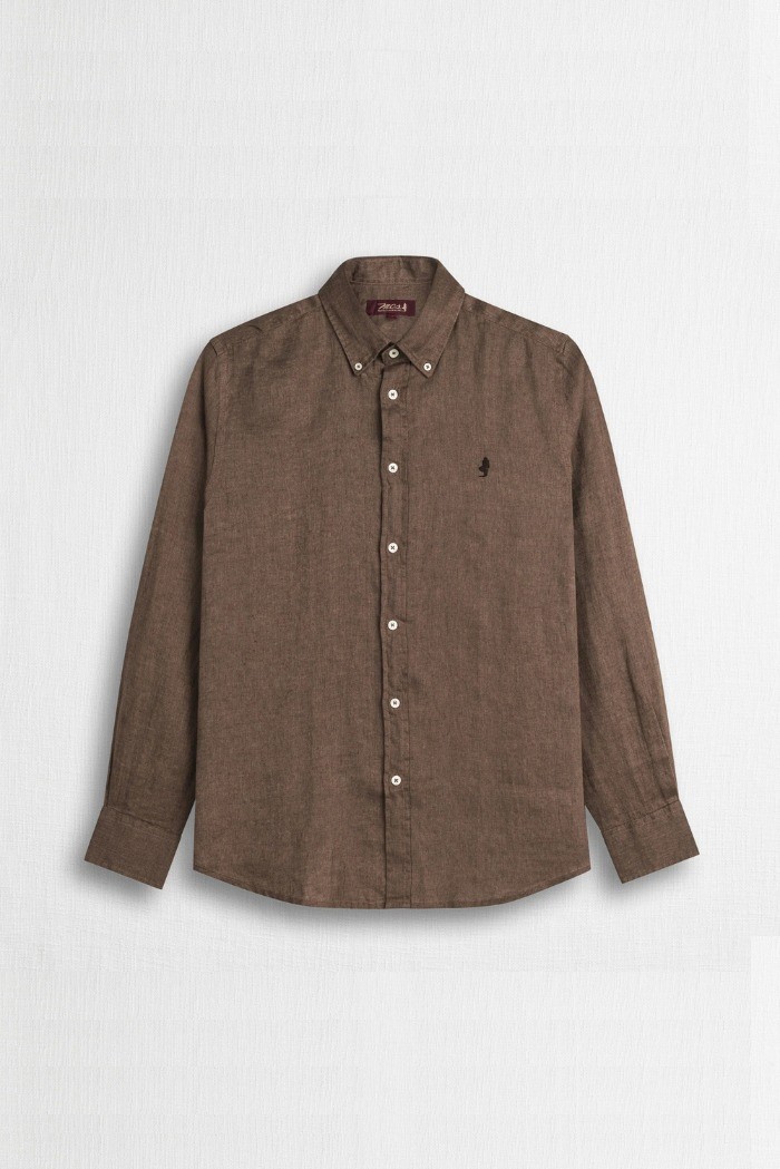 MCS camicia botton down in lino con logo ricamato 14MSH200-02608 [fa479537]