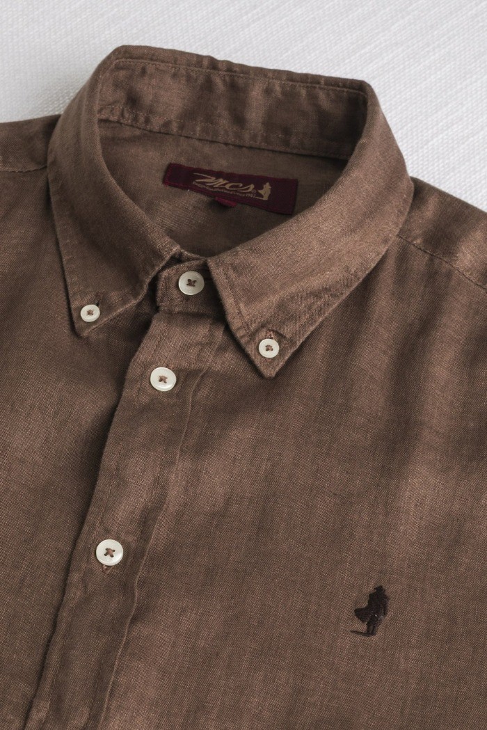 MCS camicia botton down in lino con logo ricamato 14MSH200-02608 [947c173e]