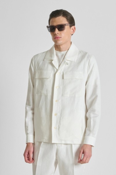 Antony Morato camicia regular in viscosa e lino slub Antigua MMSL00794-FA900135 [74170662]