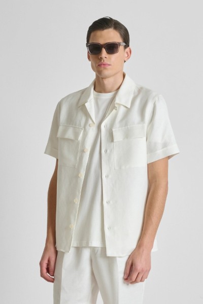 Antony Morato camicia regular in misto lino slub Panama MMSS00202-FA900135 [dd1939ef]
