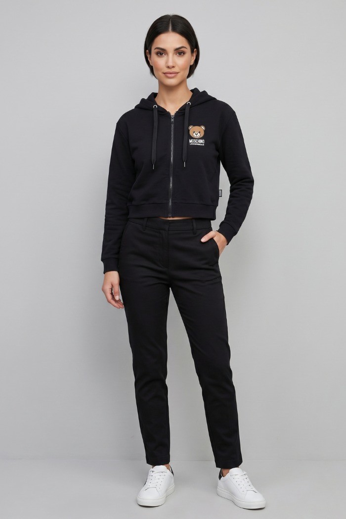 Moschino felpa cropped con zip e stampa orso V6A1706-4409 [ac7633b3]