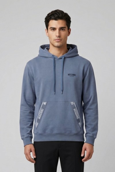 Moschino felpa cappuccio delavè con bande logate V1A1716-4436 [47d37a85]