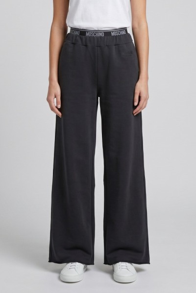 Moschino pantapalazzo in cotone stretch con elastico logato V6A6810-4436 — 805219040079806_1