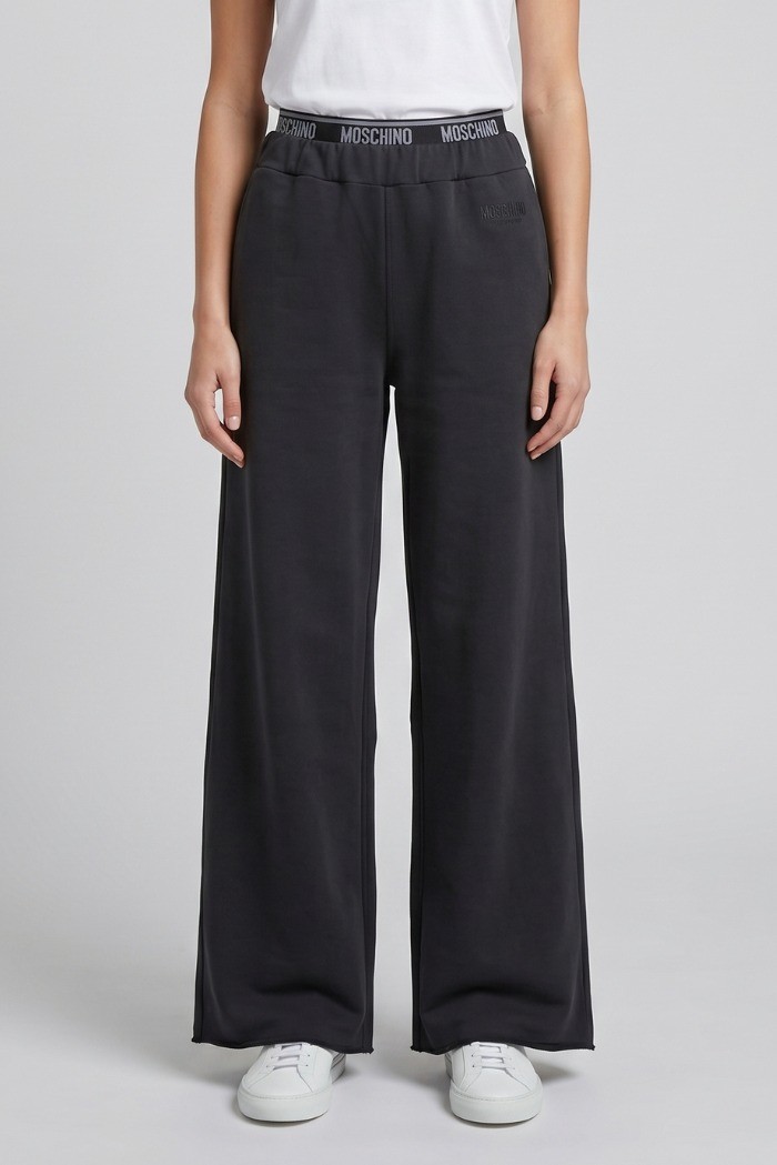 Moschino pantapalazzo in cotone stretch con elastico logato V6A6810-4436 [8247bb4a]