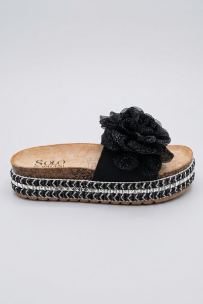 Solo Soprani ciabatta con maxi fiore Dona SSW619N22 [debd2842]