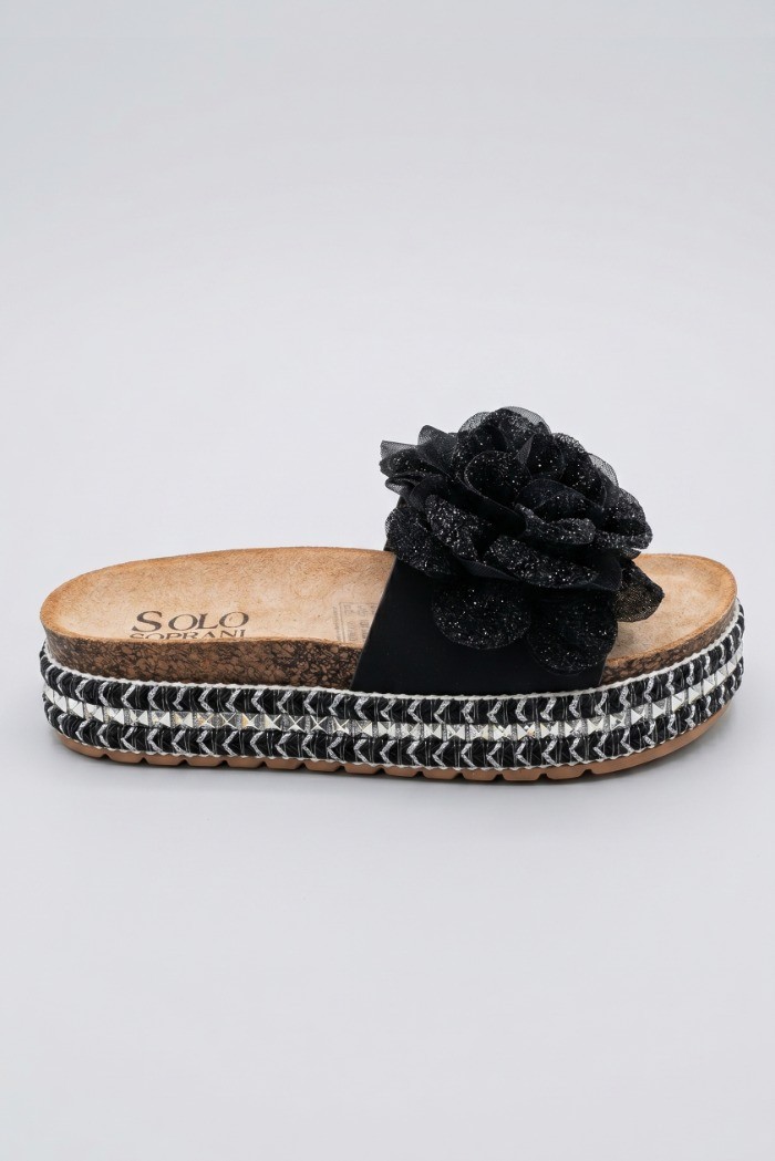 Solo Soprani ciabatta con maxi fiore Dona SSW619N22 [debd2842]