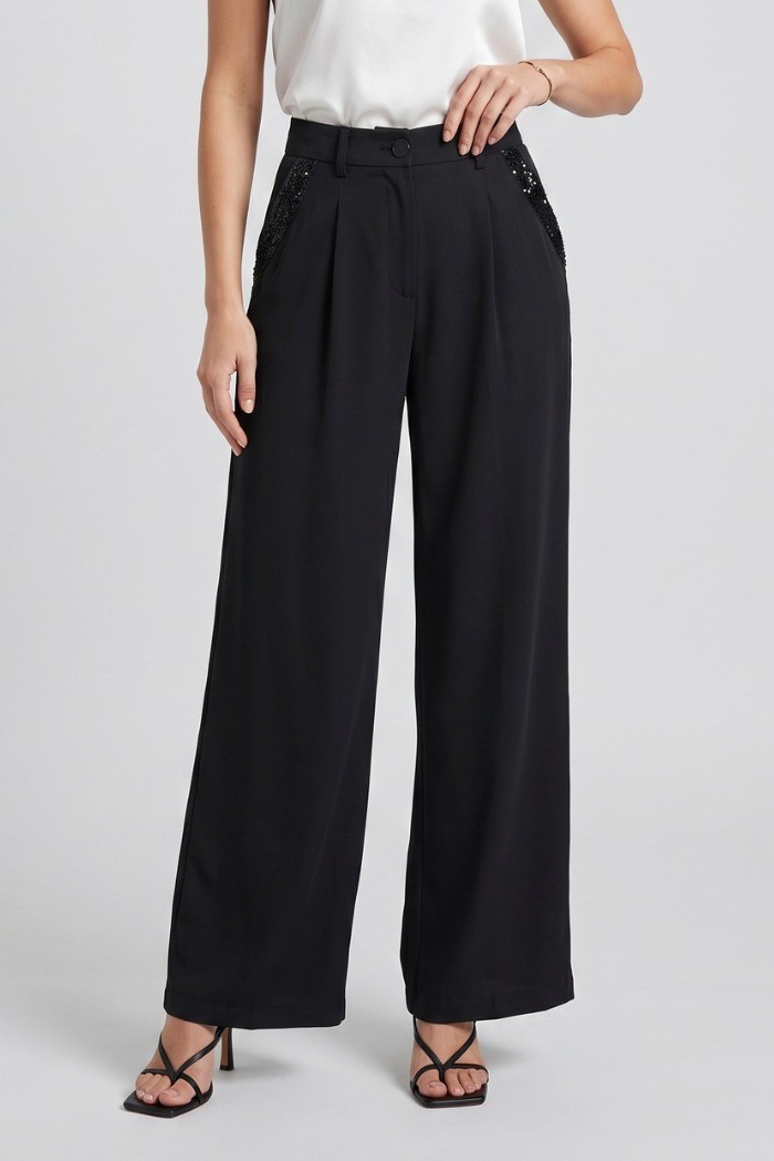 Influencer pantalone con strass 05Y185 [753d59e4]