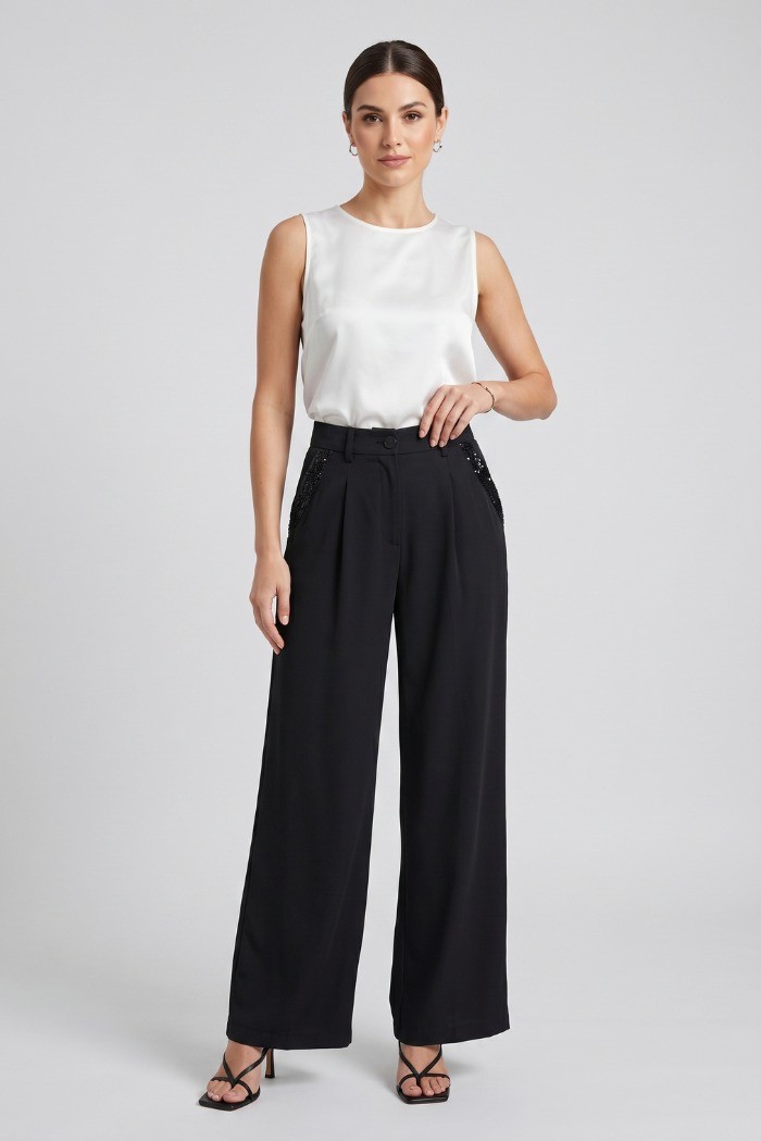 Influencer pantalone con strass 05Y185 [1b06dbed]