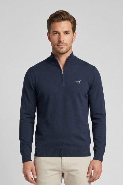 Henry Cotton's maglia mezza zip in filo di cotone MG650792 — 805219040079843_1