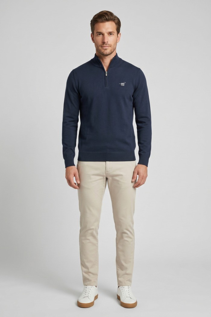 Henry Cotton's maglia mezza zip in filo di cotone MG650792 [e712eb6e]