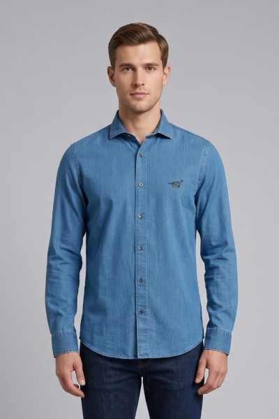 Henry Cotton's camicia in denim di cotone TIAGO [545b46d0]