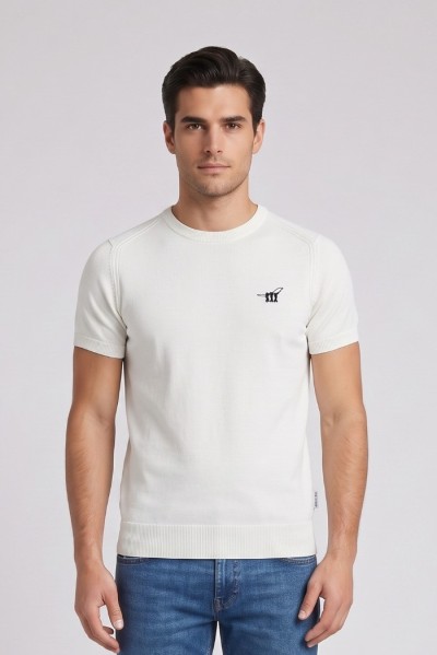 Henry Cotton's t-shirt filo di cotone con logo ricamato MG650798 [6a3afb7a]