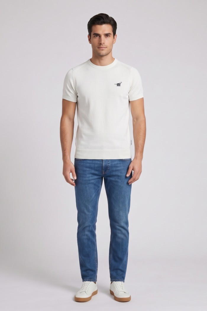 Henry Cotton's t-shirt filo di cotone con logo ricamato MG650798 [04017973]