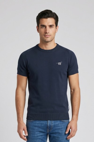 Henry Cotton's t-shirt filo di cotone con logo ricamato MG650798 [f124417c]