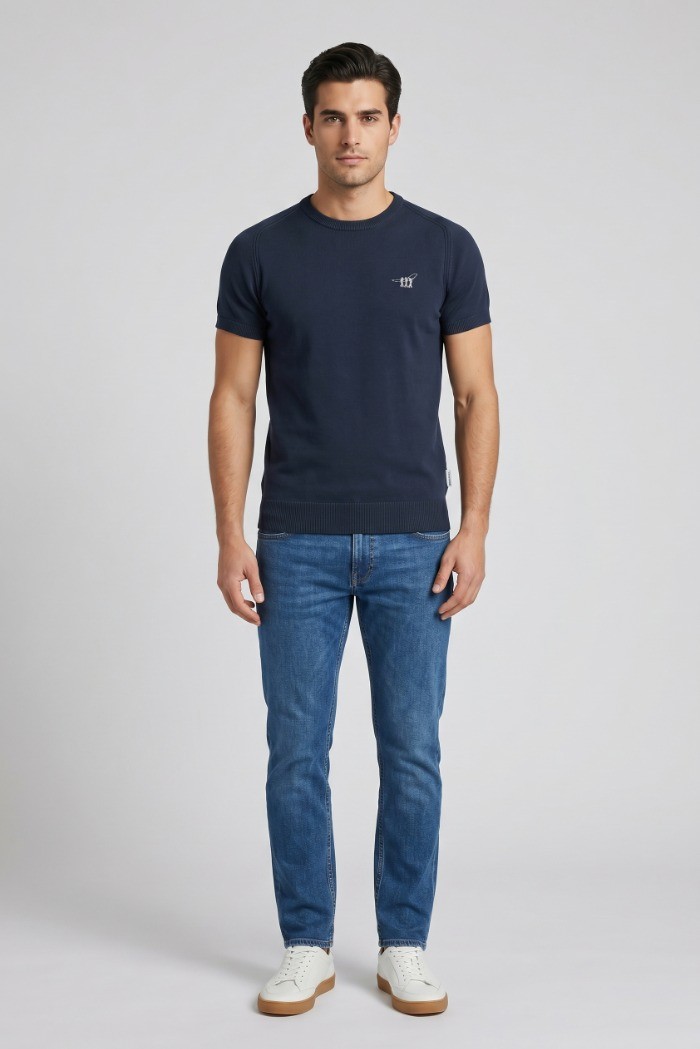 Henry Cotton's t-shirt filo di cotone con logo ricamato MG650798 [9f1fc375]