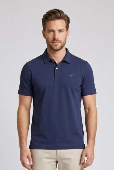 Henry Cotton's polo in jersey di cotone con logo ricamato PL650752 — 805219040079849_1