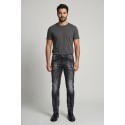 Drop Season 2 jeans in denim con spruzzi e rotture SS26D11 [b67fe95f]