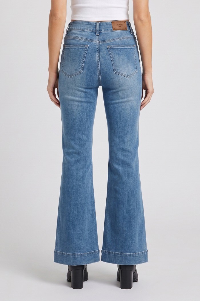 Influencer jeans flare in denim di misto cotone stretch 05P137 [caeb5472]