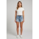 Drop Season 2 shorts in denim con fondo sfrangiato SS26W584 [25804b25]