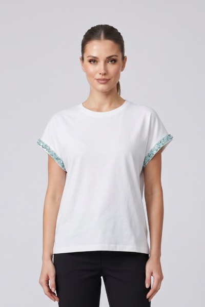 Influencer t-shirt in cotone stretch con dettagli in lurex 05AB248 [ff66547d]
