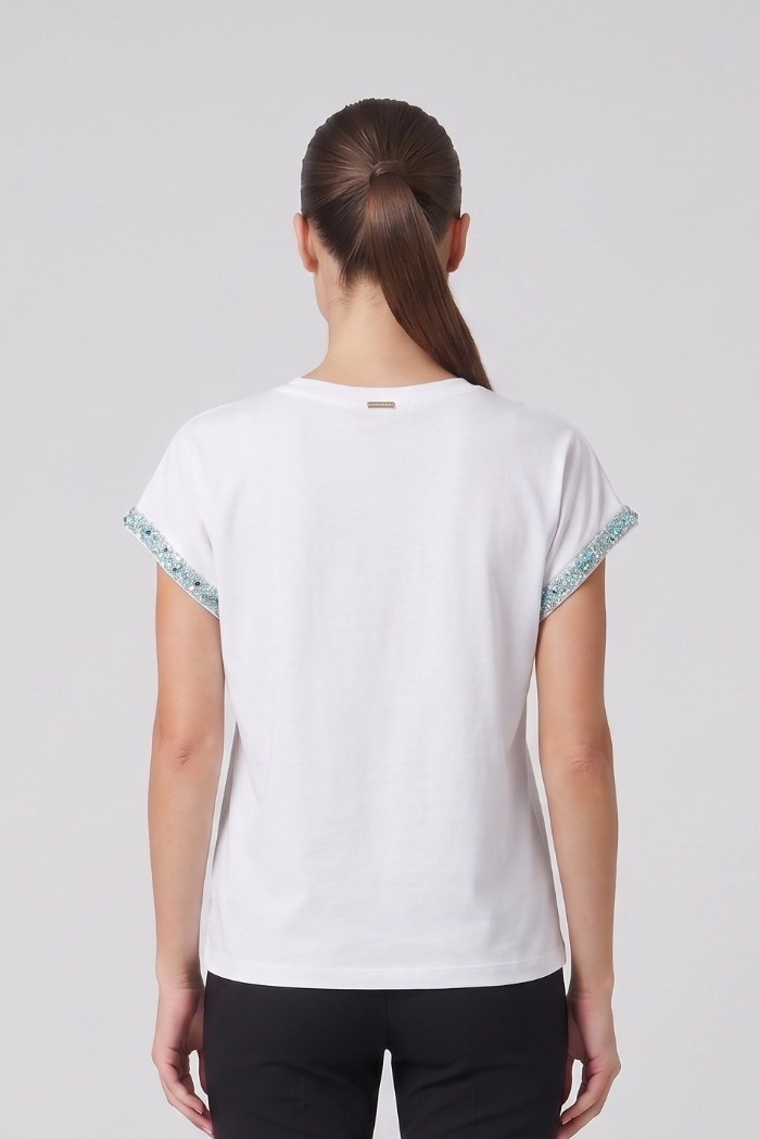 Influencer t-shirt in cotone stretch con dettagli in lurex 05AB248 [26401770]