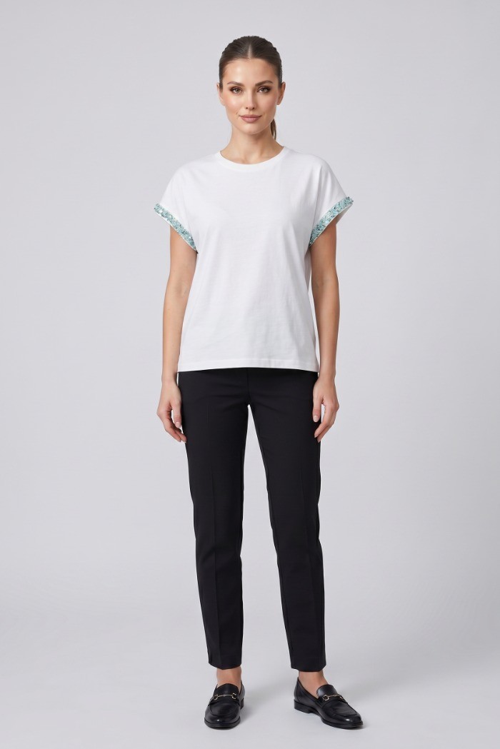Influencer t-shirt in cotone stretch con dettagli in lurex 05AB248 [915dd674]