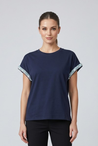 Influencer t-shirt in cotone stretch con dettagli in lurex 05AB248 — 805219040080040_2