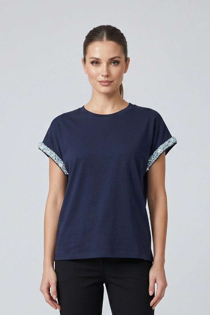 Influencer t-shirt in cotone stretch con dettagli in lurex 05AB248 [6478ee7b]