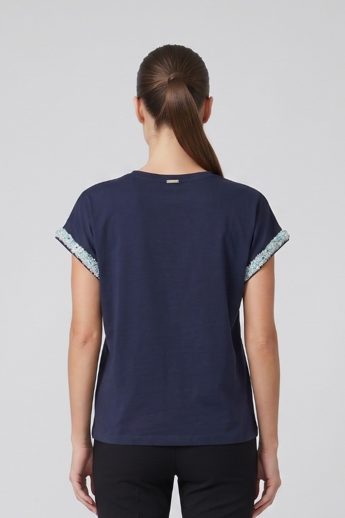 Influencer t-shirt in cotone stretch con dettagli in lurex 05AB248 [bd5ead76]