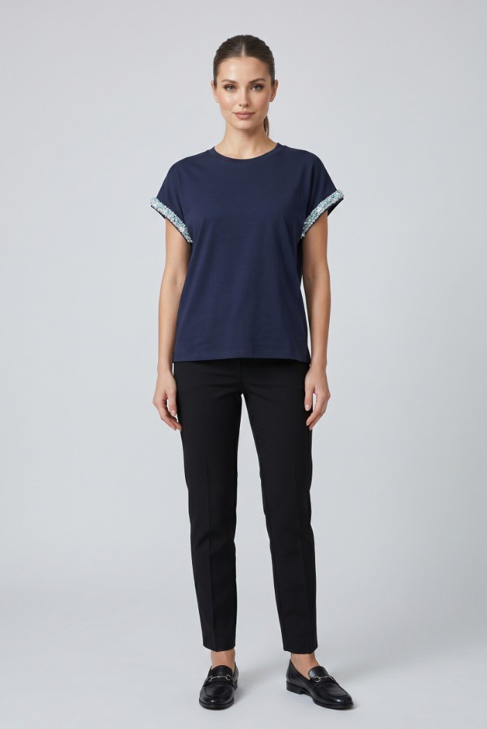 Influencer t-shirt in cotone stretch con dettagli in lurex 05AB248 [0a436c72]